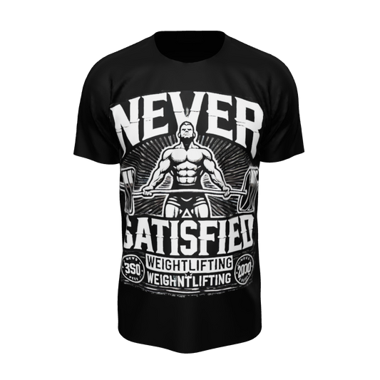 NEVER SATISFIED GRAPHIC TEE