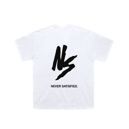 NEVER SATISFIED WHITE TEE