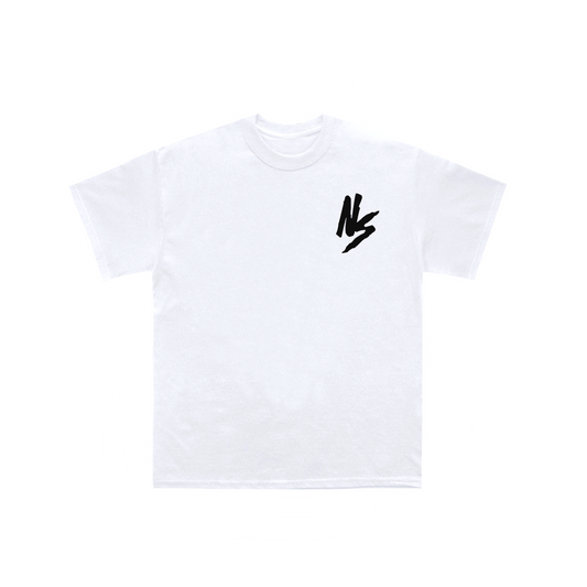 NEVER SATISFIED WHITE TEE